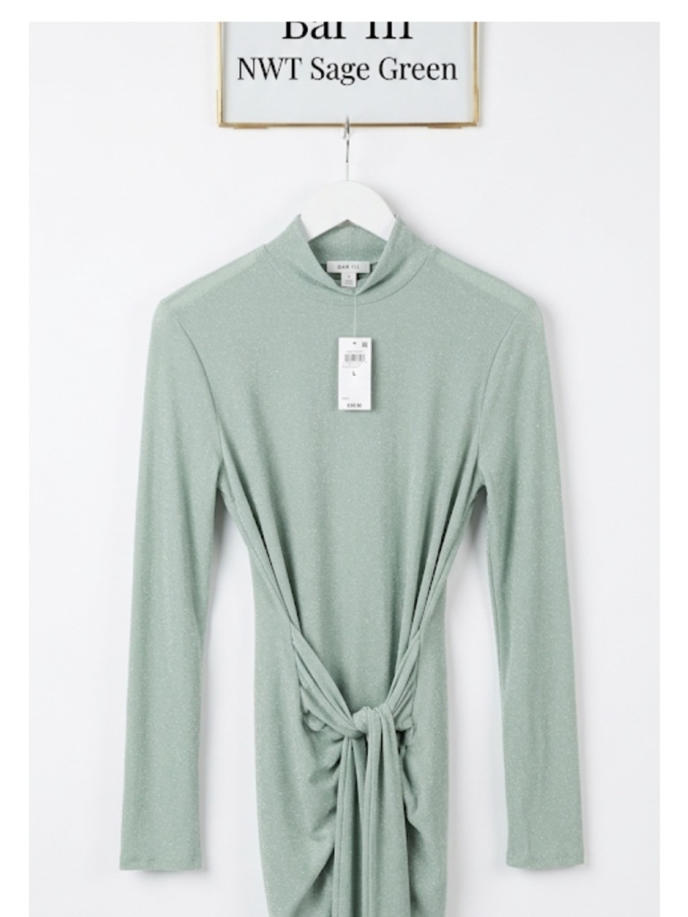 Sparkle Twist-Front Long Sleeve dress in Light green so  pretty large ptp 20